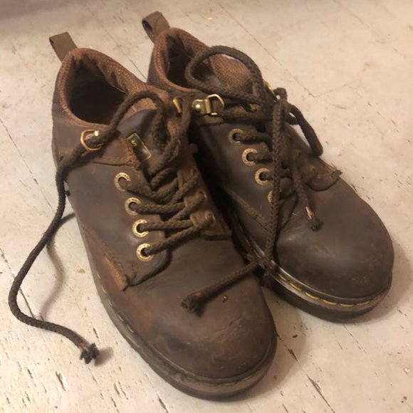 Dr Martins Reeder Brown Leather Lace-up Utility Shoe Steel Toe - Picture 1 of 8